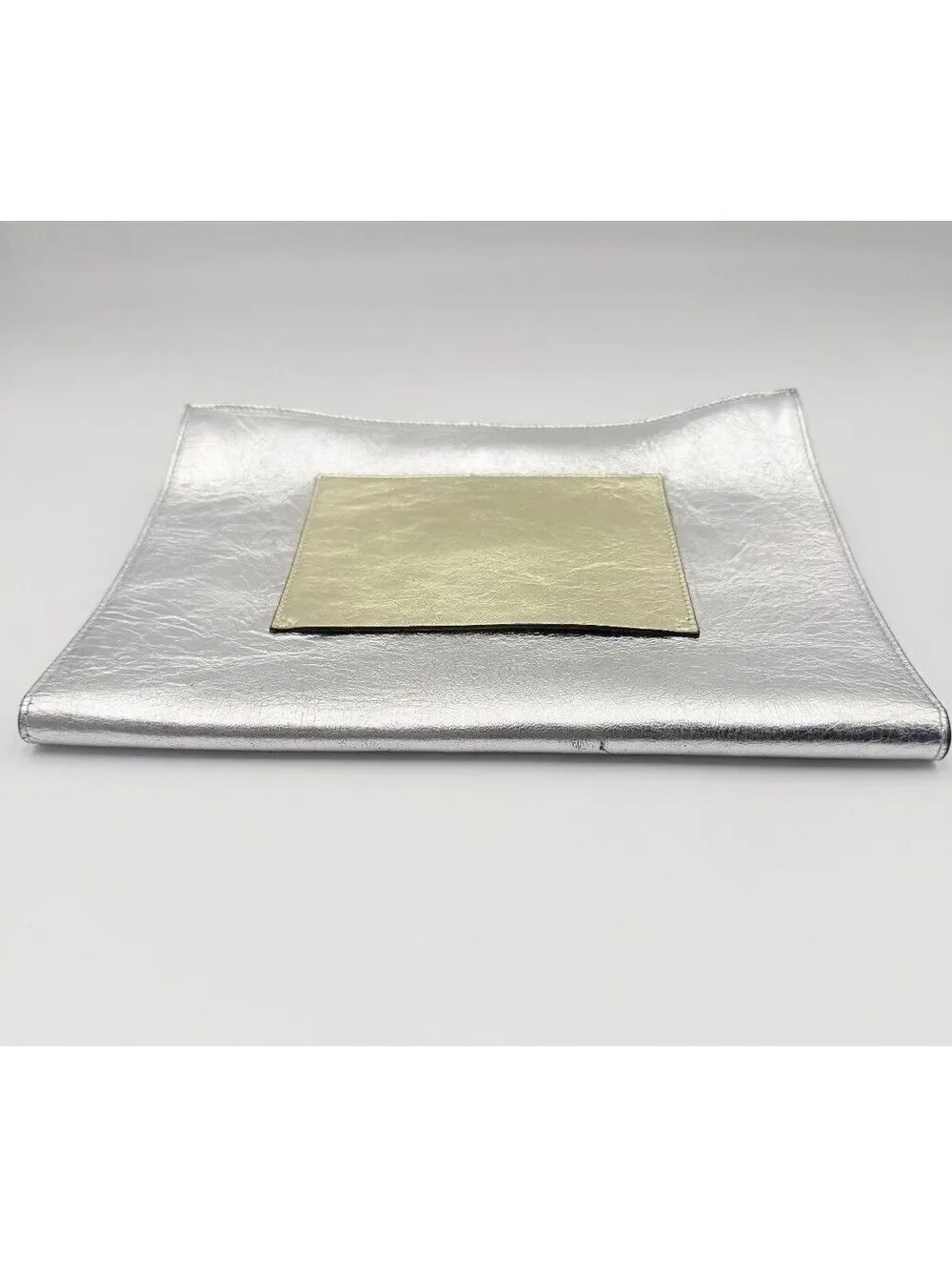 Proenza Schouler Silver & Gold Crinkle Metallic Leather Clutch